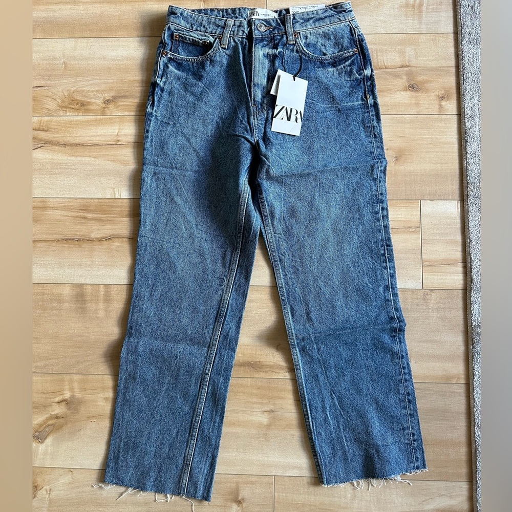Zara High-Waist Ankle Straight Jeans
